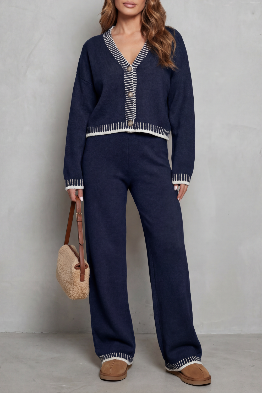 Amelia™ | Conjunto Knit Relajado con Detalles en Contraste
