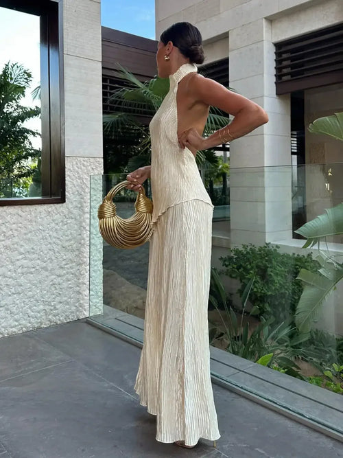 Conjunto Luna™ | Top Halter & Pantalón Fluido